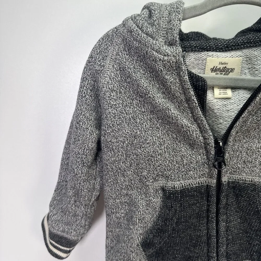 Hatley Heritage One Piece Zipped Baby Romper Bear Gray Hoodie 3-6 Month